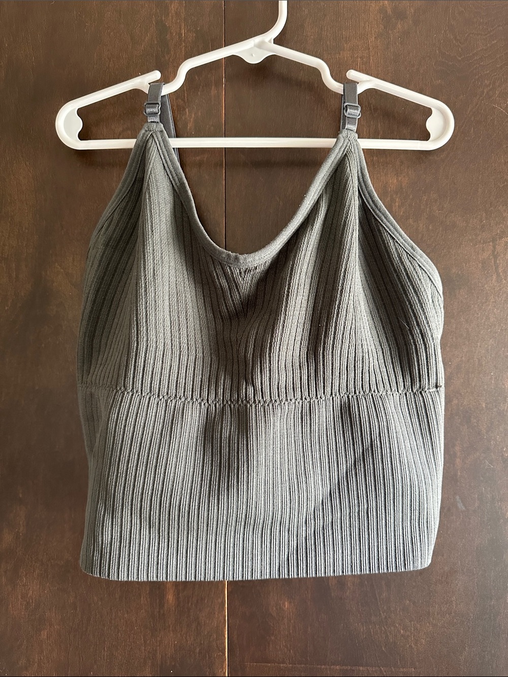 Women's Gray Ribbed Cropped Camisole Tank